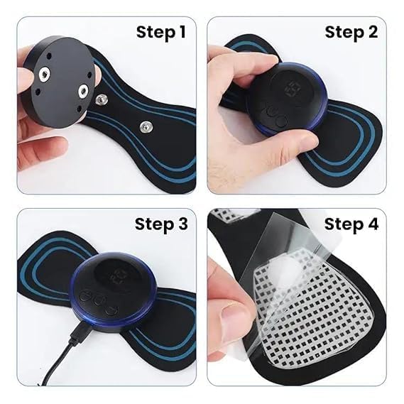 EMS Butterfly Neck Massager - Portable Electric Pulse Muscle Stimulator
