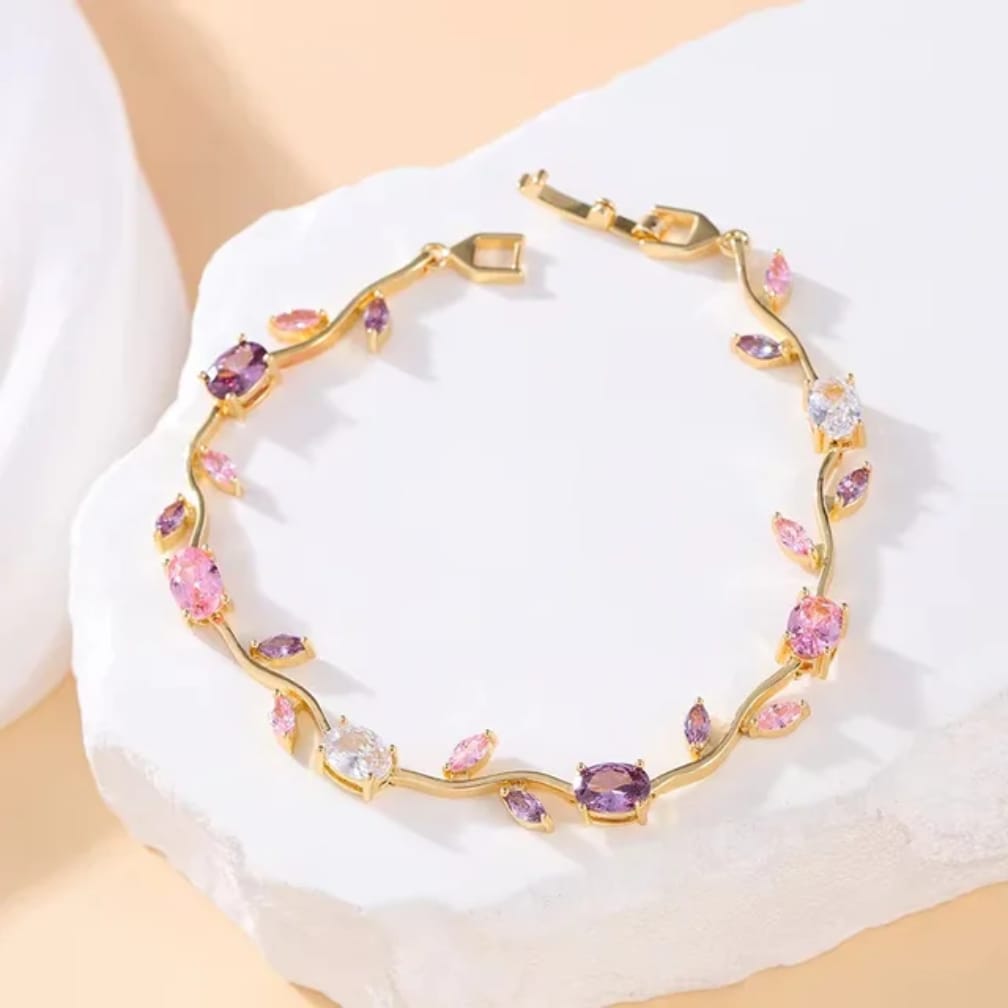 Tulip Bracelet - Premium Stainless Steel Elegant Women's Bracelet, Golden Red