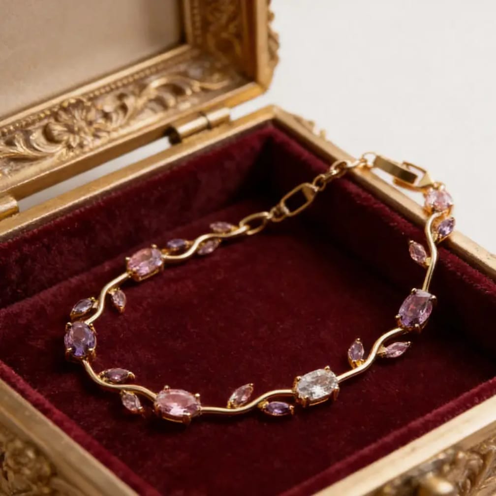Tulip Bracelet - Premium Stainless Steel Elegant Women's Bracelet, Golden Red
