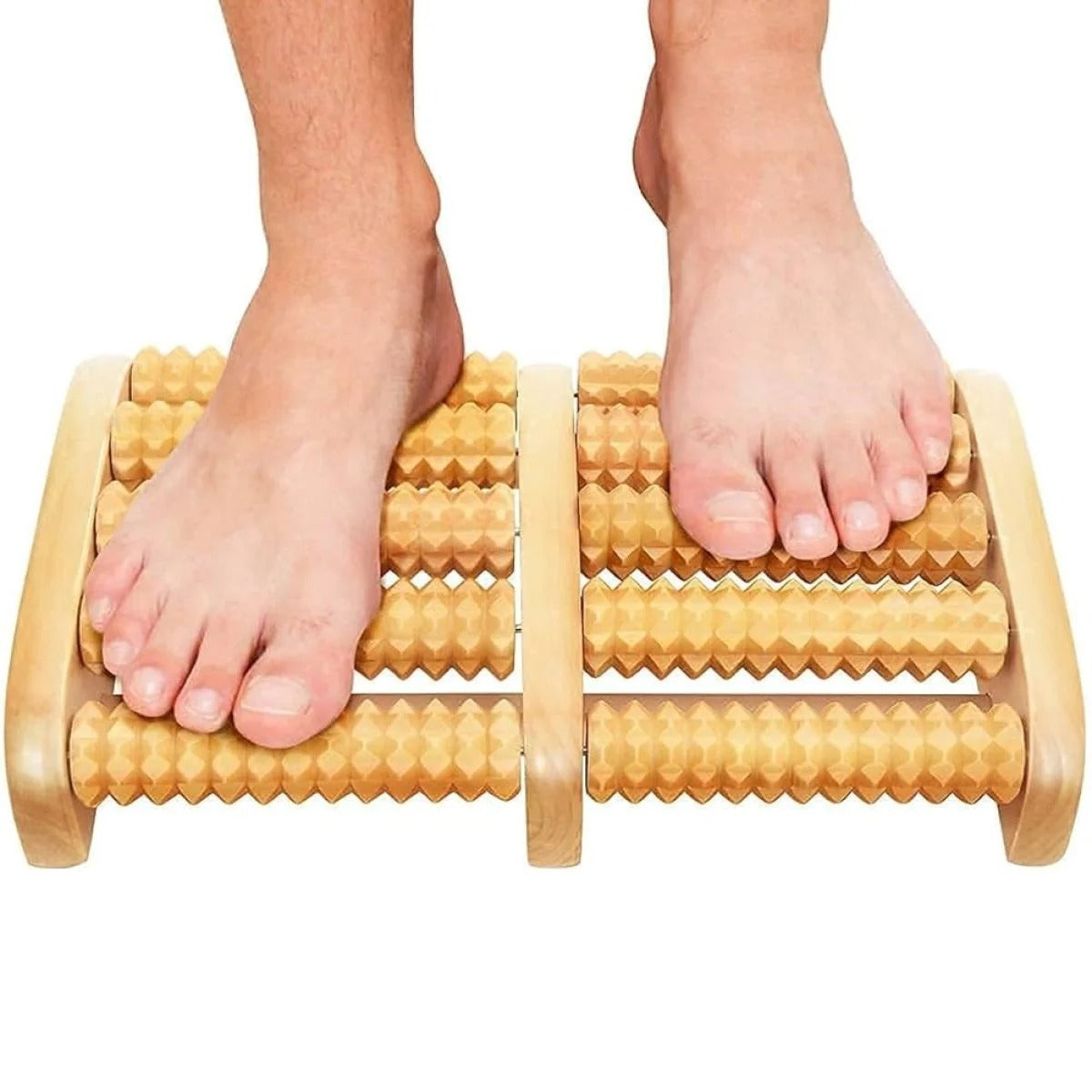 Traditional Wooden Roller Foot Massager - Natural Wood Relaxation Tool for Home