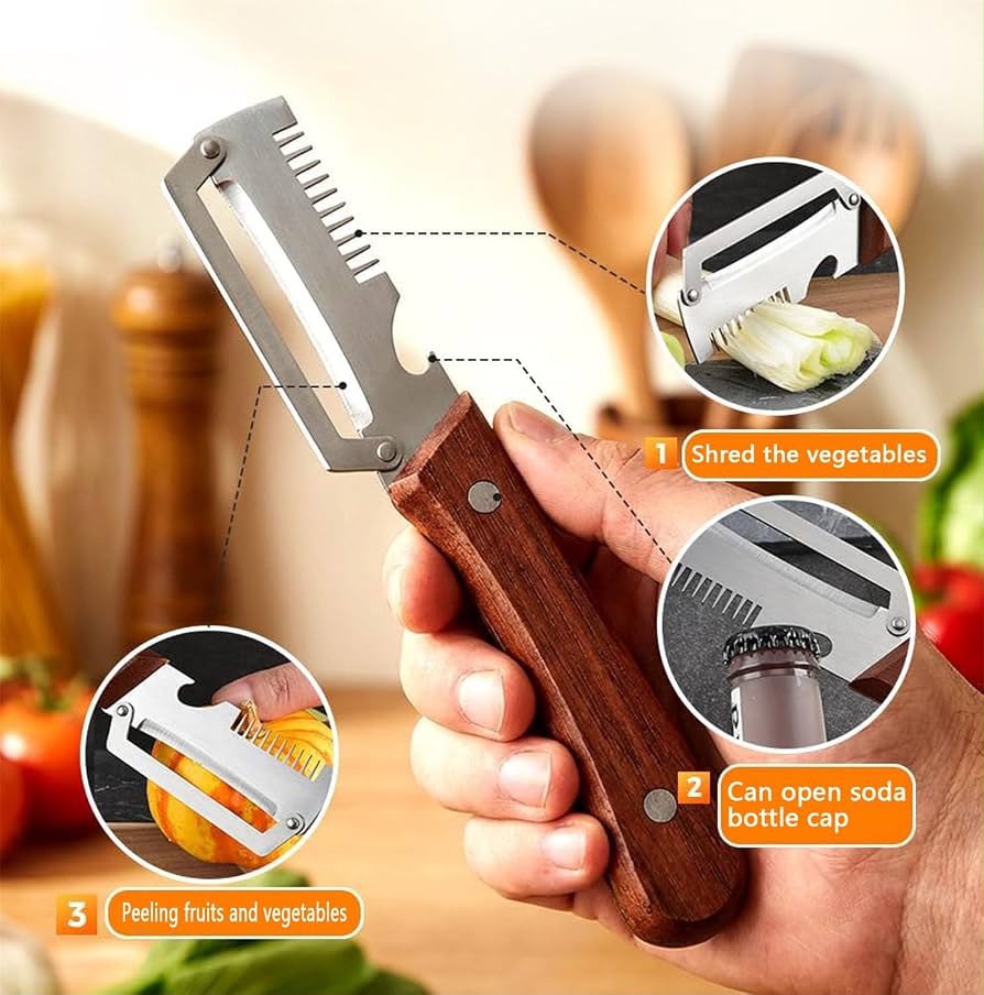 3 In 1 Stainless Steel Peeler Knife - Multi-Purpose Kitchen Tool for Cooking