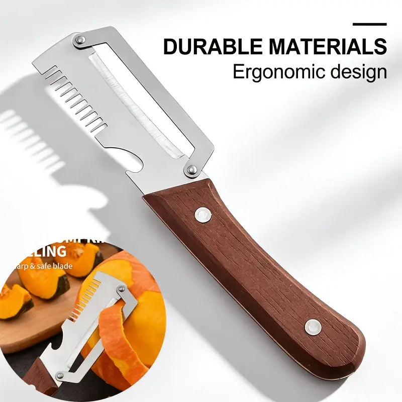 3 In 1 Stainless Steel Peeler Knife - Multi-Purpose Kitchen Tool for Cooking