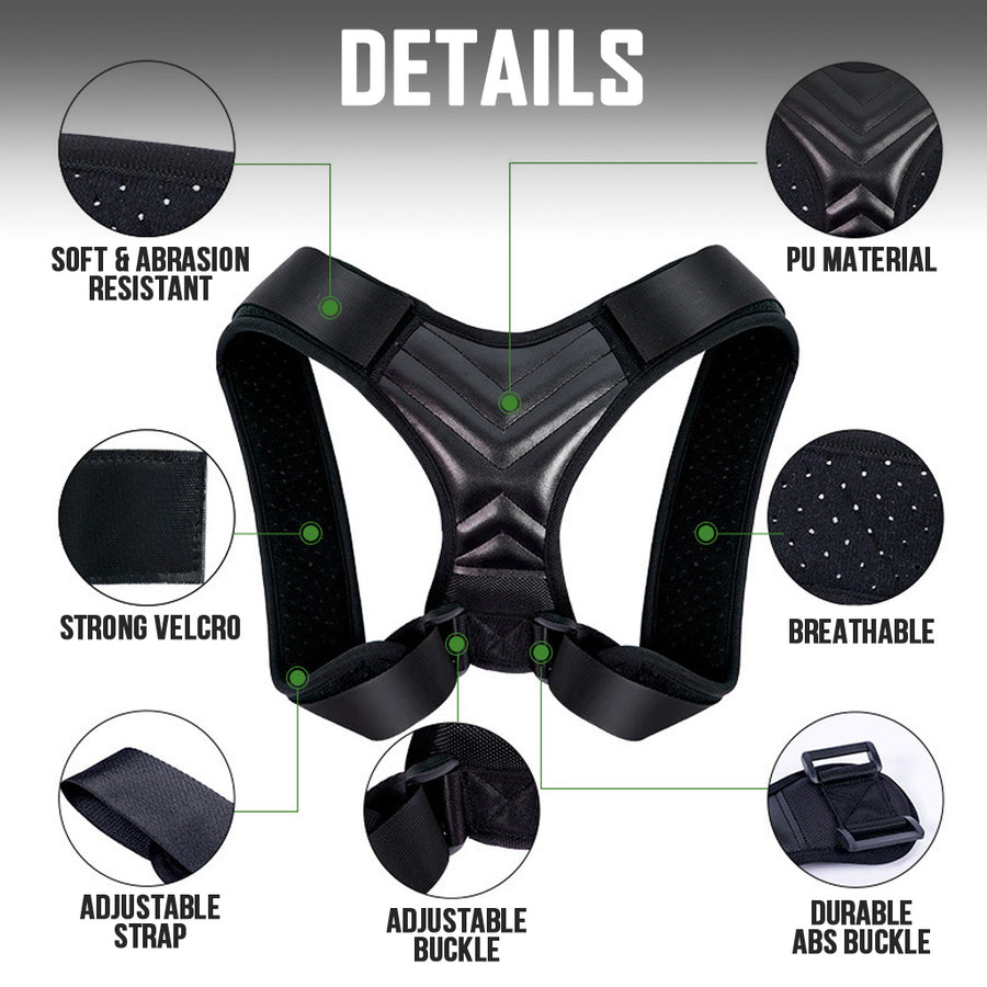 Adjustable Shoulder Back Belt for Men & Women - Posture Support Brace