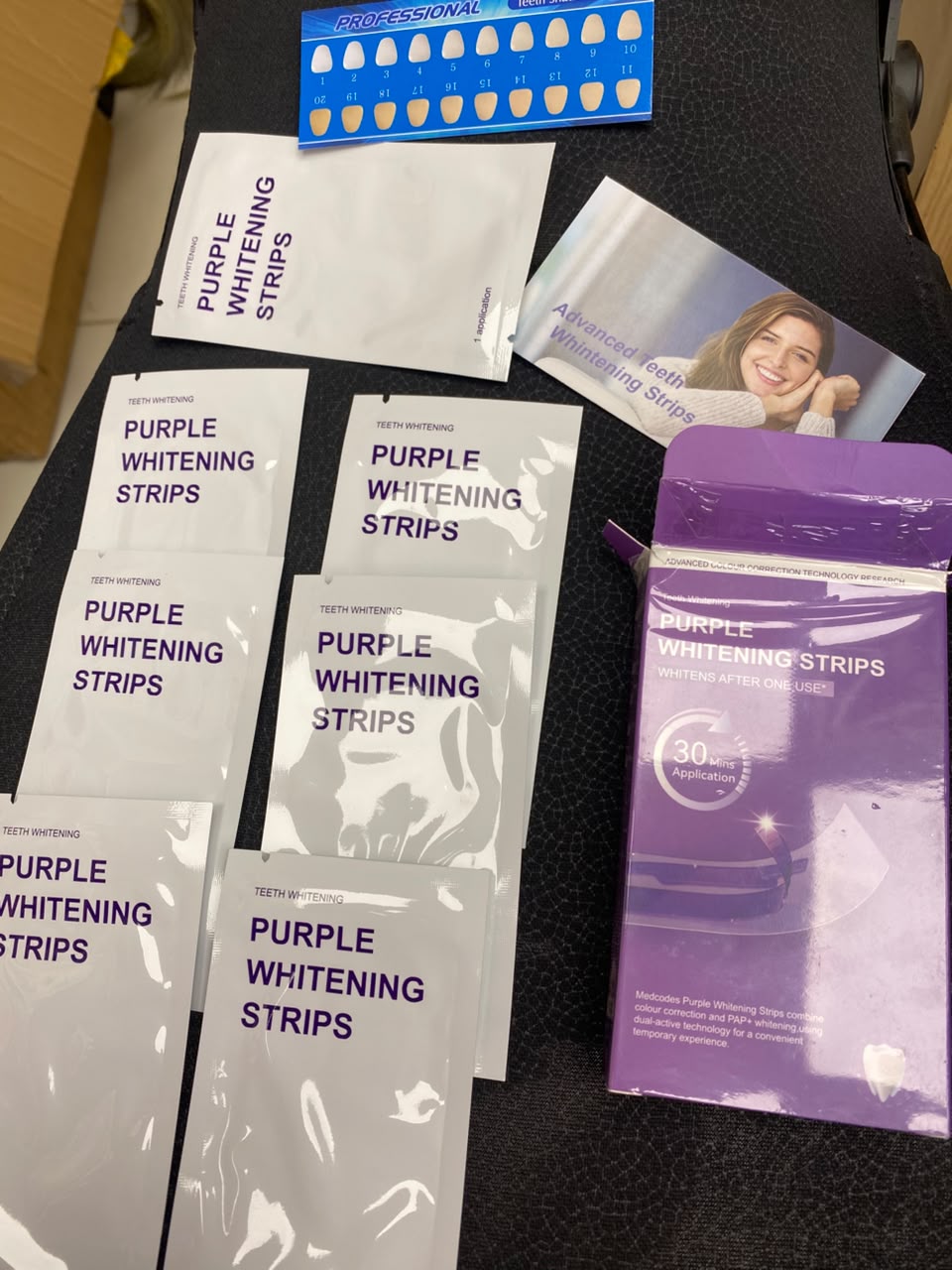 Purple Teeth Whitening Strips - Sensitive Teeth Color Corrector for Oral Care