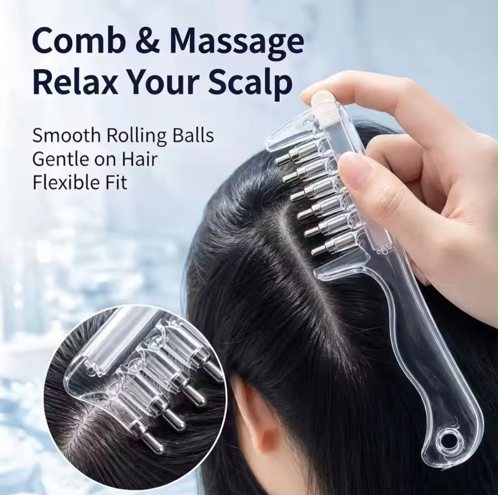 Scalp Massage Comb with Rolling Balls - Hair Care & Relaxation, Random Color